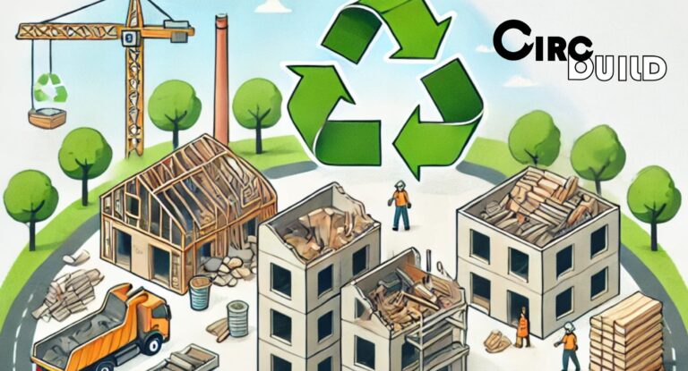 A drawing that depicts the circular economy in the real estate and construction sector.